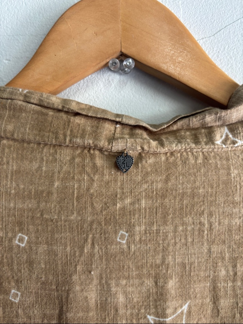 Z&L Boho Open-Front duster in Brown with White Palm Print - Picture 3 of 6